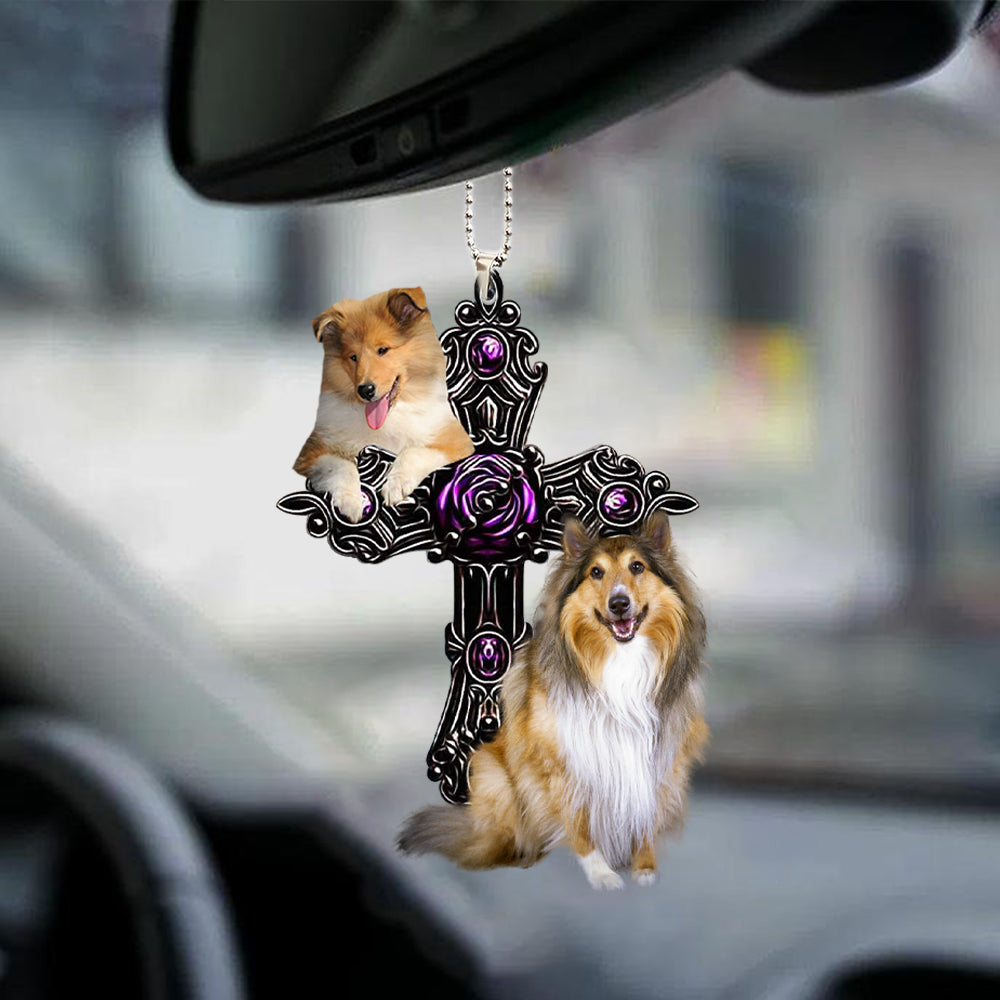 Rough Collie Pray For God Car Hanging Ornament Dog Pray For God Ornament Coolspod