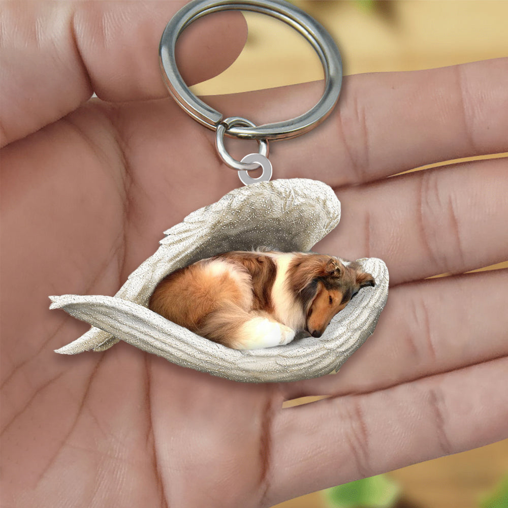 Rough Collie Sleeping Angel Acrylic Keychain Dog Sleeping keychain