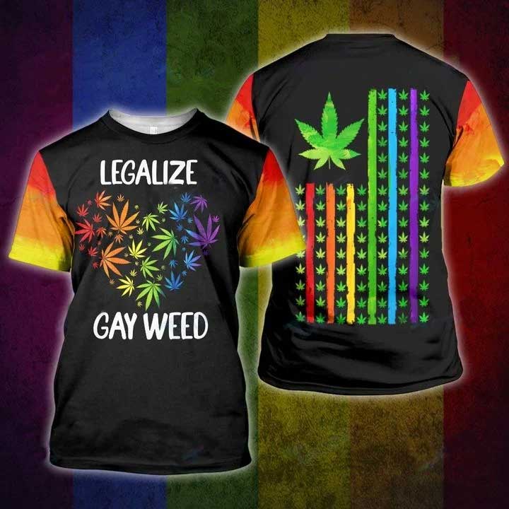 Lgbt Weed 3D All Over Printed Shirt/ 3D Pride Shirt For Lesbian/ Gaymer Gifts