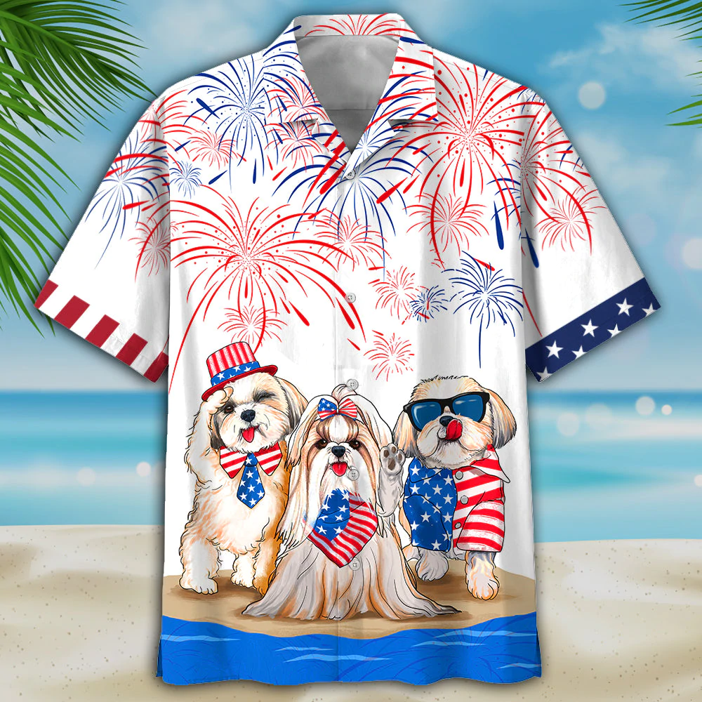 Shih tzu Hawaiian Shirts - Independence Day Is Coming/ USA Patriotic Hawaiian Shirt