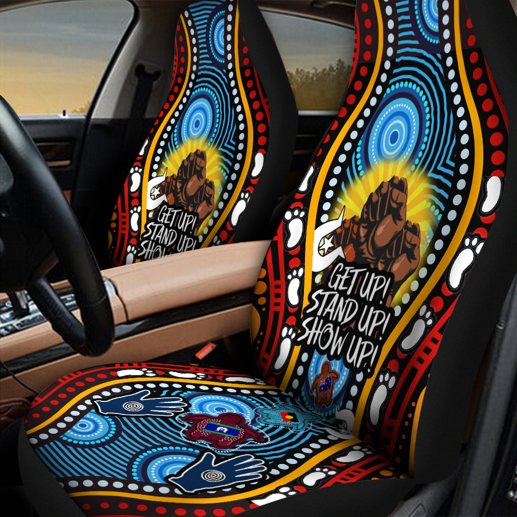 Front Auto Seat Covers/ Aboriginal Naidoc Week Show Up Colourful Totems Car Seat Cover