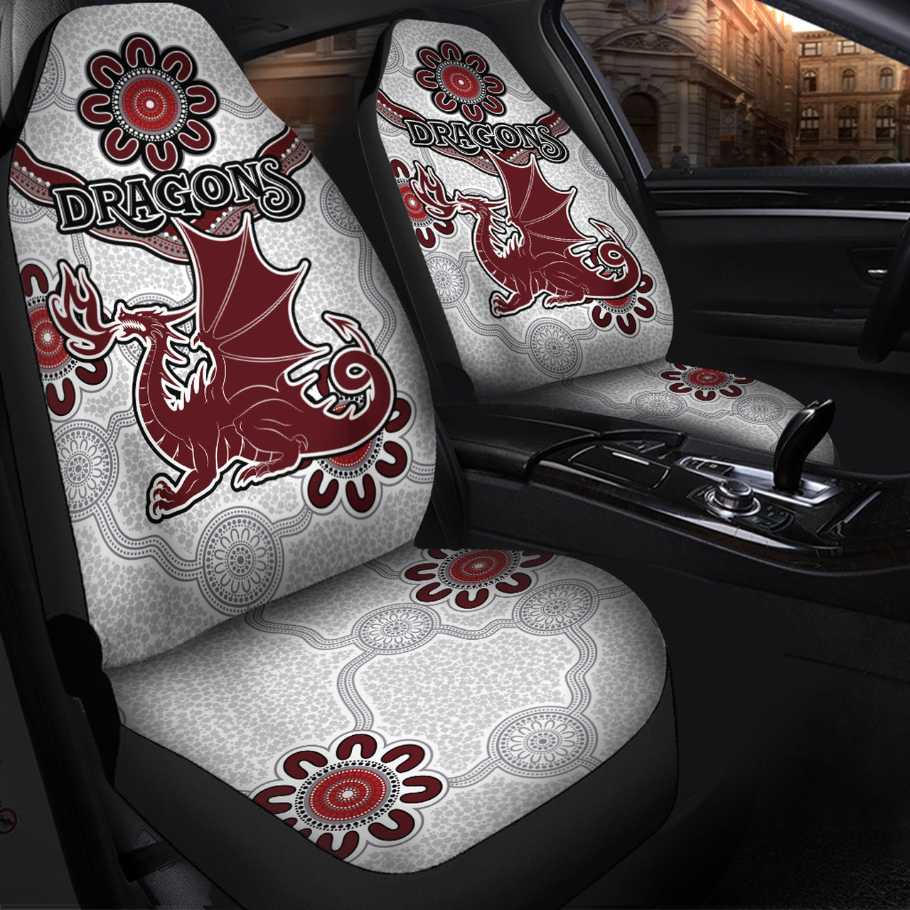 Dragon Car Seat Cover/ St. George Australia Aboriginal Car Seat Covers