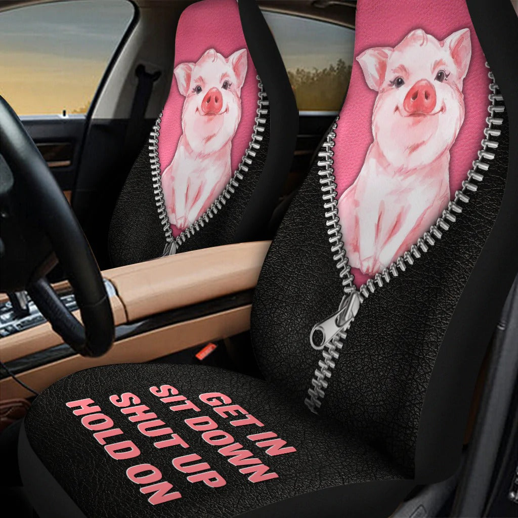Cool Pig Leather Zip Pattern On Car Seat Cover/ Pig Front Car Seat Cover