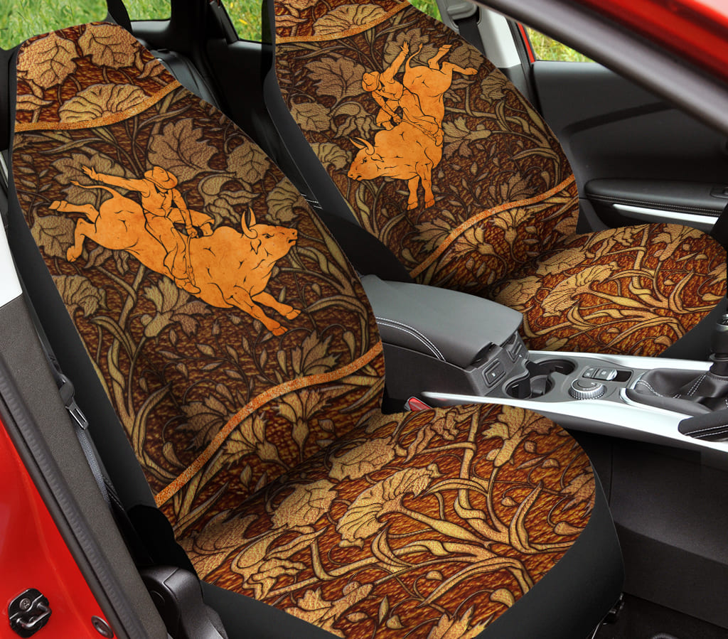 Bull Riding Car Seat Covers/ 3D All Over Printed Riding Bull On Front Carseat Covers For Cowboy