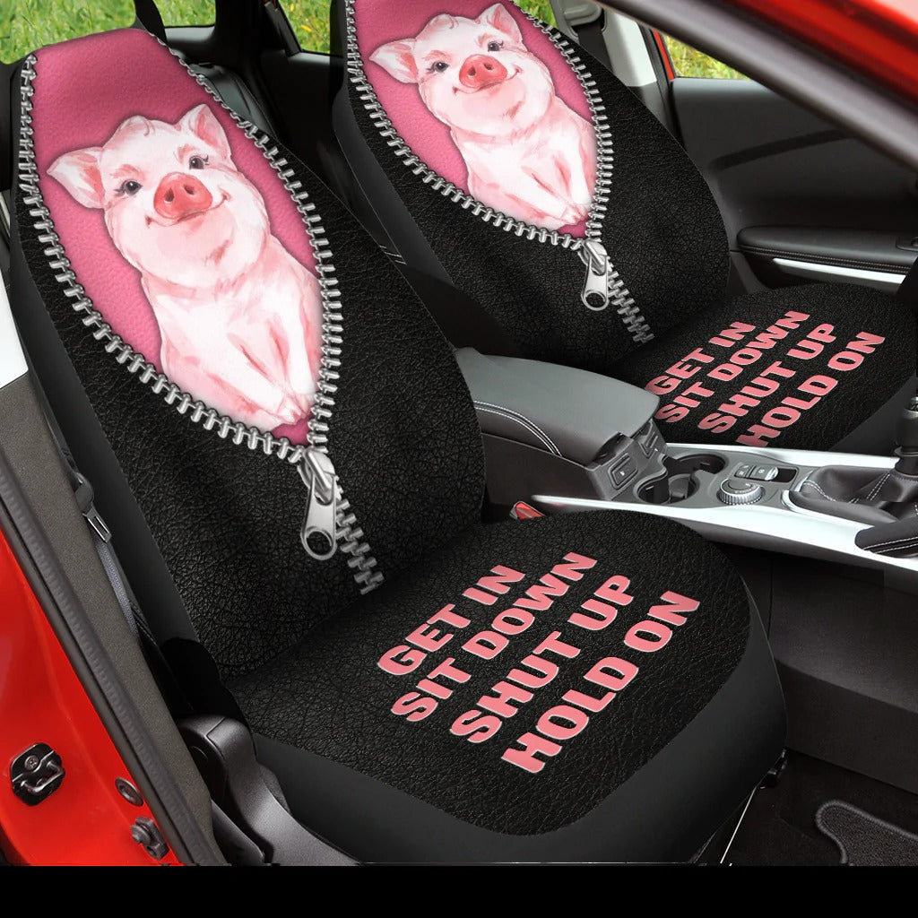 Cool Pig Leather Zip Pattern On Car Seat Cover/ Pig Front Car Seat Cover
