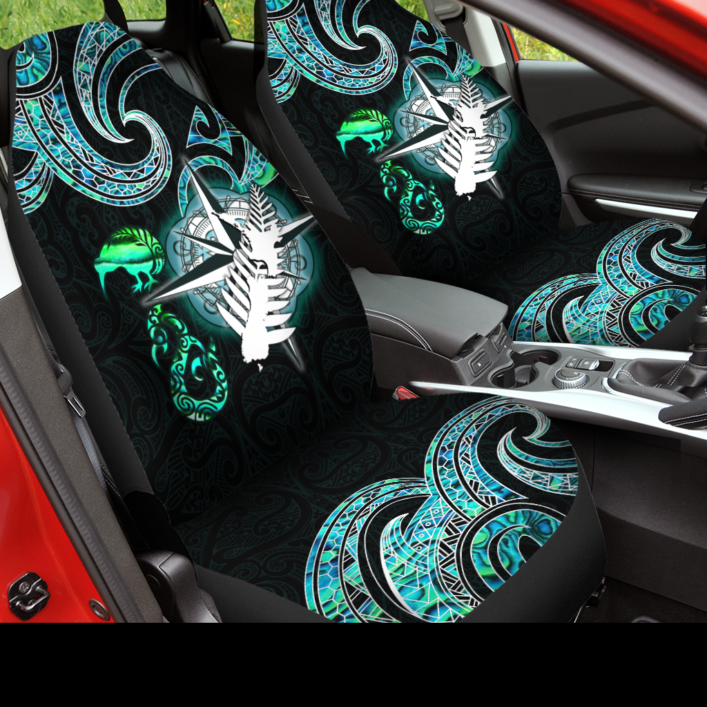 3D Seat Covers For Car/ Aotearoa New Zealand Maori Shell Compass Kiwi And Manaia Car Seat Cover
