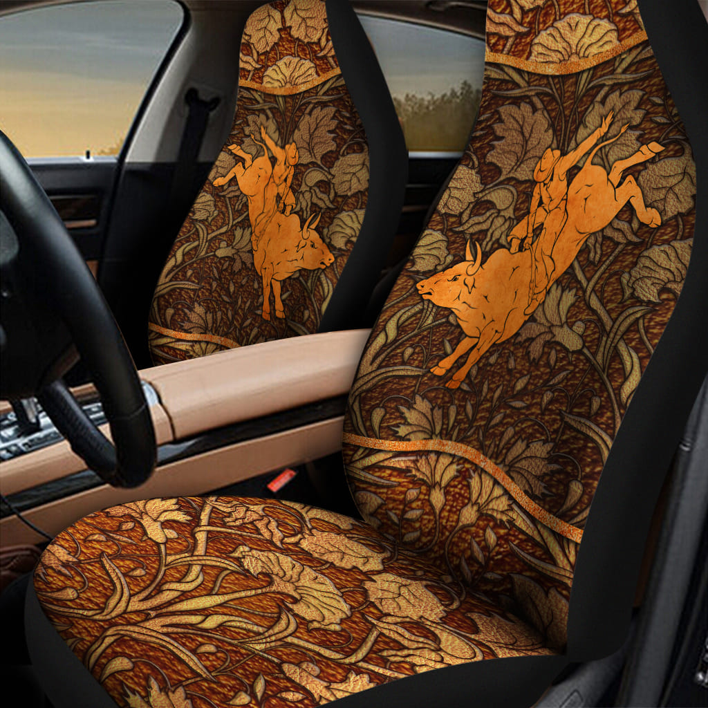 Bull Riding Car Seat Covers/ 3D All Over Printed Riding Bull On Front Carseat Covers For Cowboy