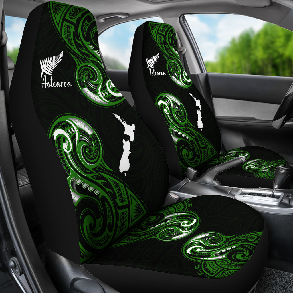 Aotearoa Map New Zealand Maori Fern Front Car Seat Cover
