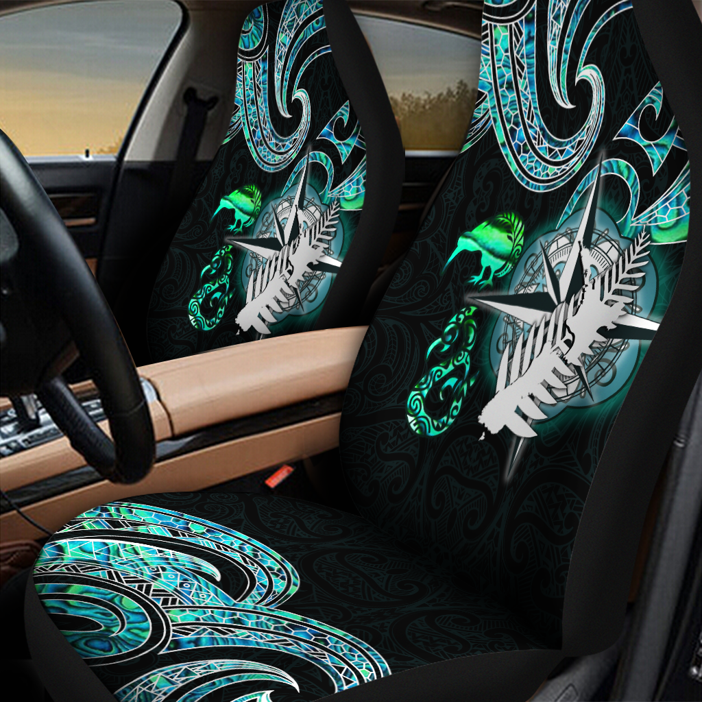 3D Seat Covers For Car/ Aotearoa New Zealand Maori Shell Compass Kiwi And Manaia Car Seat Cover