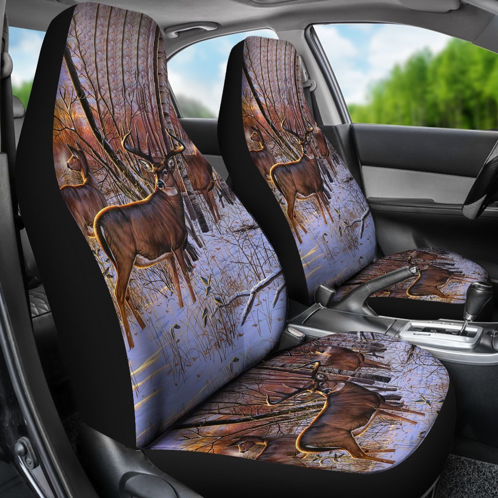Winter Deer Car Seat Cover/ Front Seat Cover For A Car With Lovely Deer