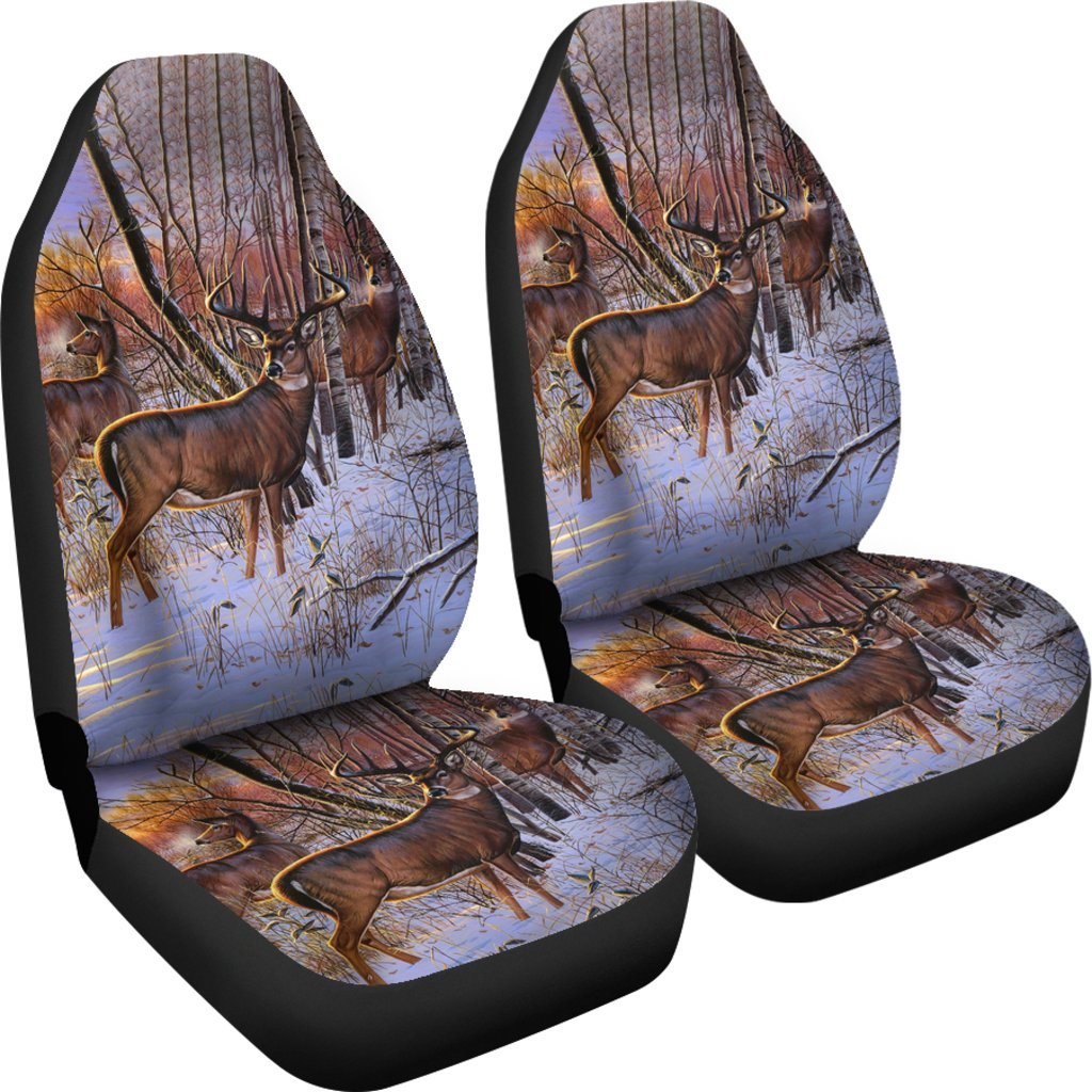 Winter Deer Car Seat Cover/ Front Seat Cover For A Car With Lovely Deer