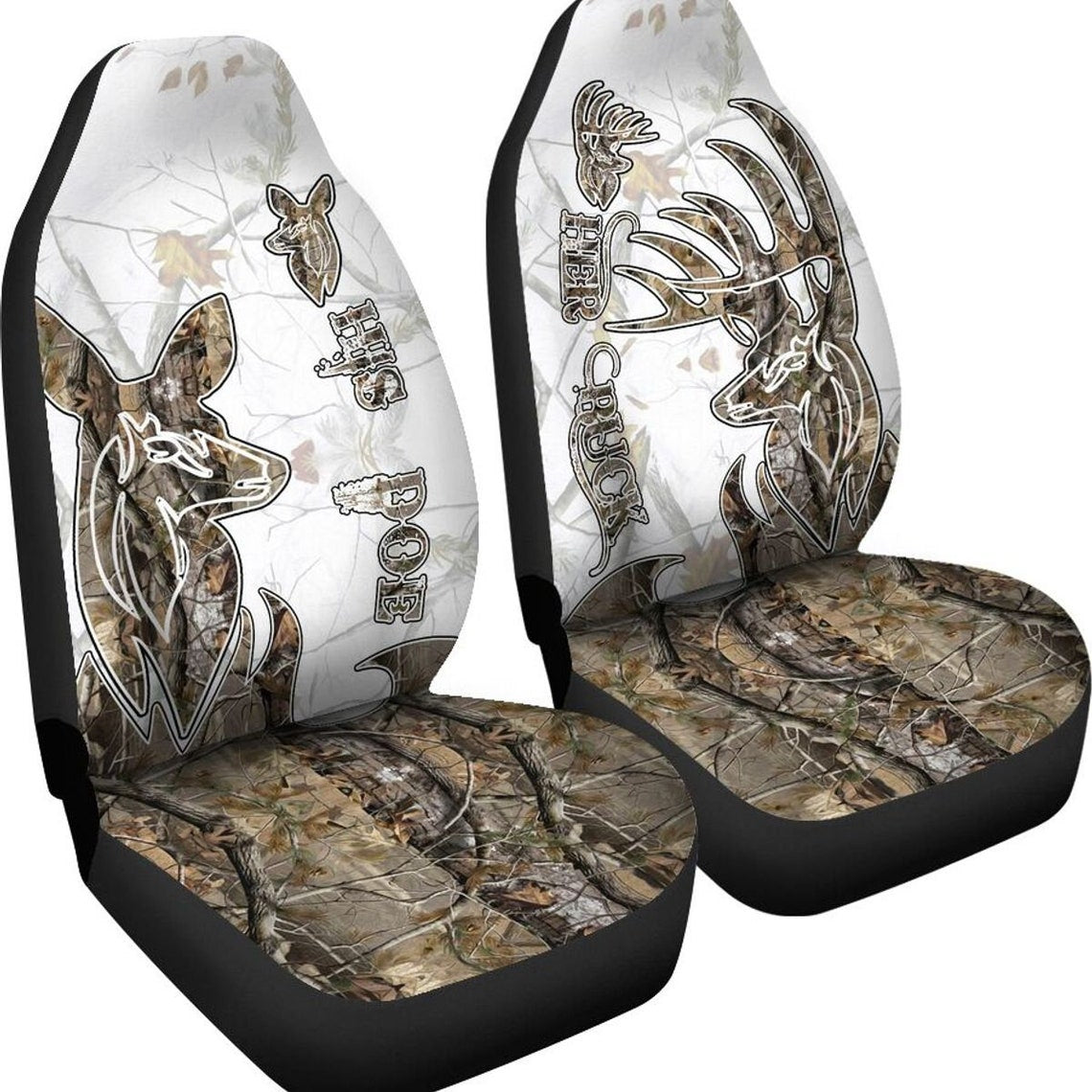 Hunting Her Buck And His Doe Camo Car Seat Cover