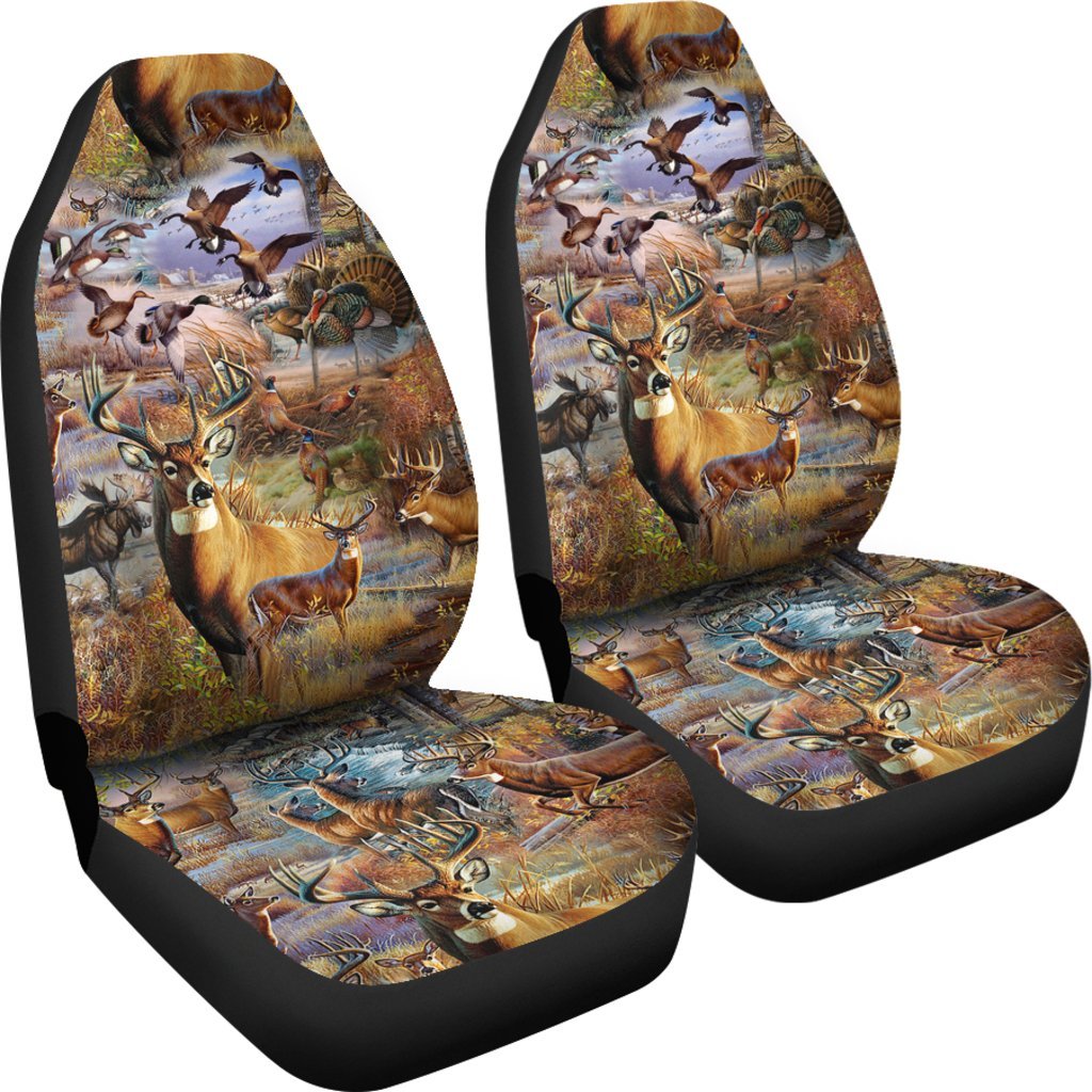 Camo Hunting Animals On Front Car Seat Covers
