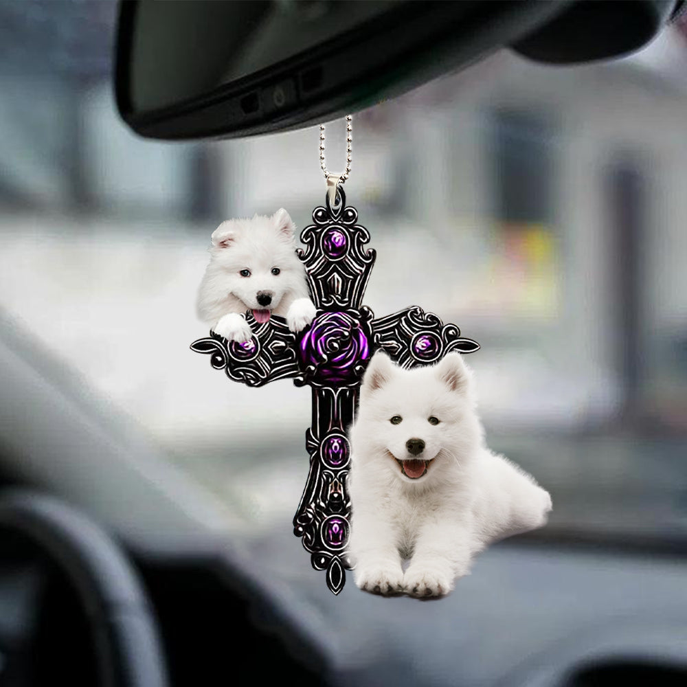 Samoyed Pray For God Car Hanging Ornament Dog Pray For God Ornament Coolspod