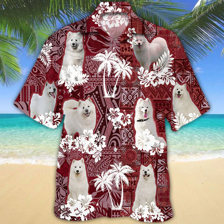 Samoyed Hawaiian Shirt/ Gift for Dog Lover Shirts/ Men''s Hawaiian shirt/ Summer Hawaiian Aloha Shirt