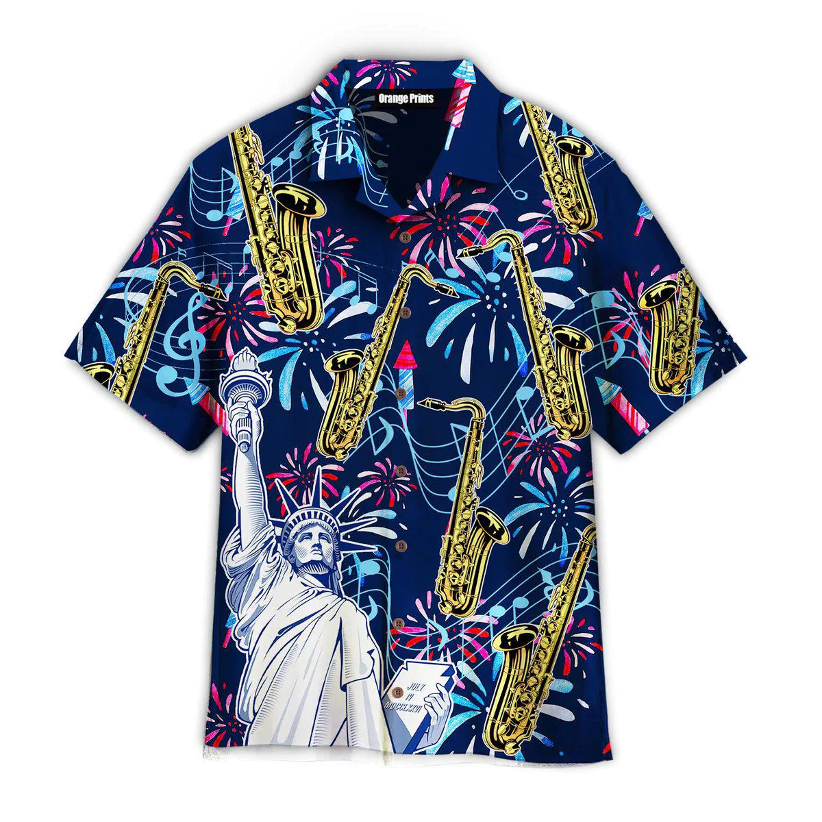 Saxophone Music America Patriot Day Hawaiian Shirt