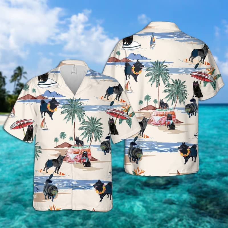 Schipperke Summer Beach Hawaiian Shirt/ dog beach Short Sleeve Hawaiian Shirt