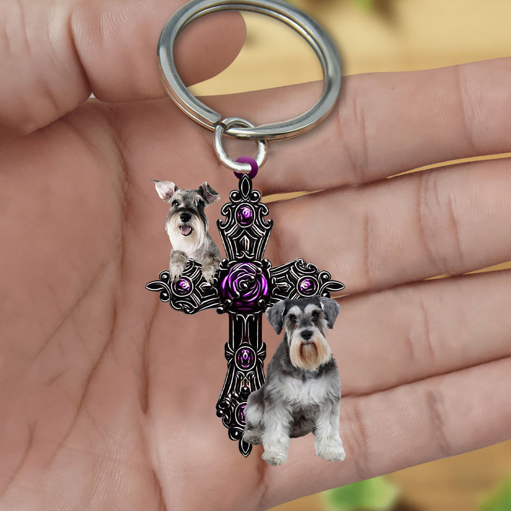 Schnauzer  Pray For God Acrylic Keychain Dog Keychain Coolspod