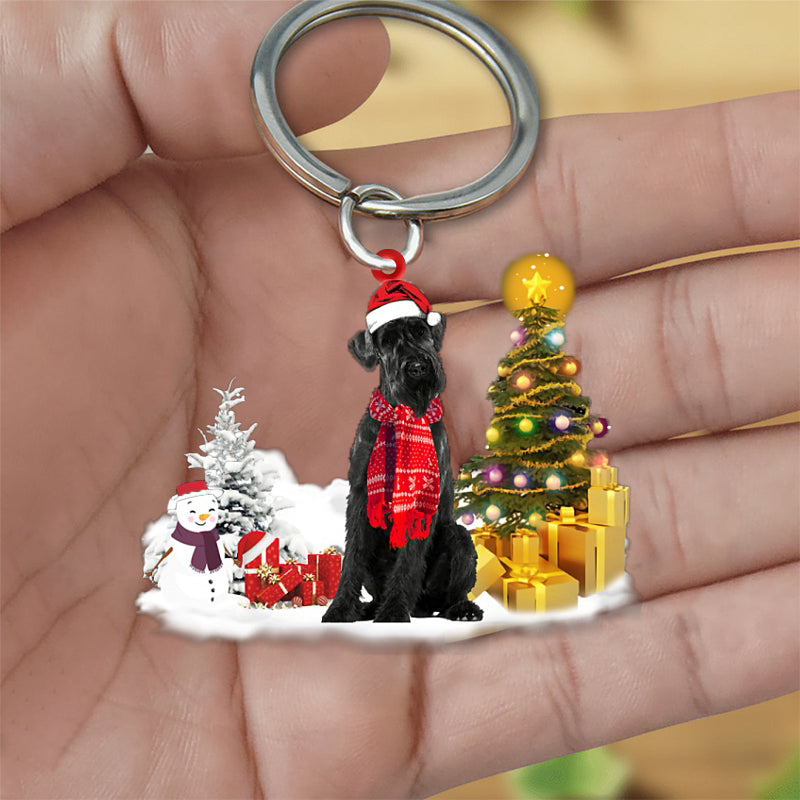 Schnauzer Early Merry Christmas Acrylic Keychain Dog Keychain Xmas Gifts
