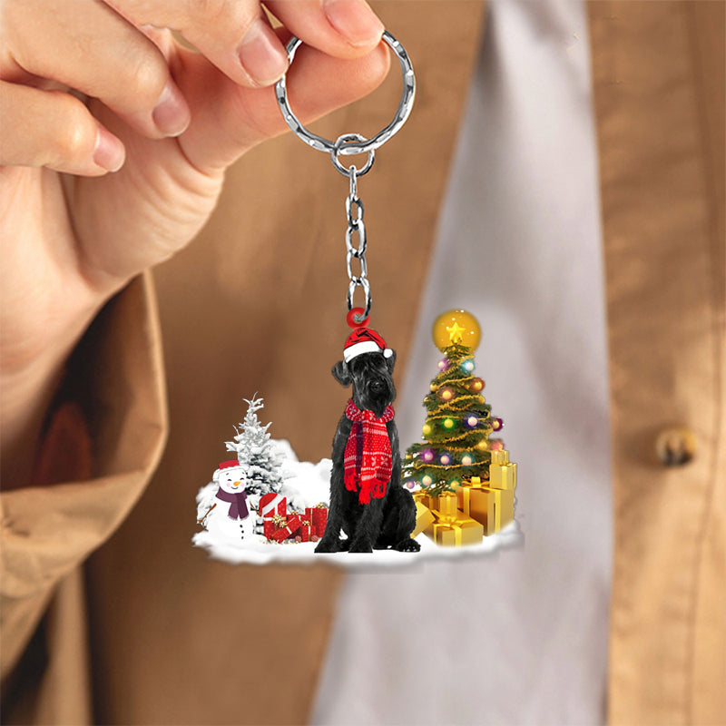 Schnauzer Early Merry Christmas Acrylic Keychain Dog Keychain Xmas Gifts