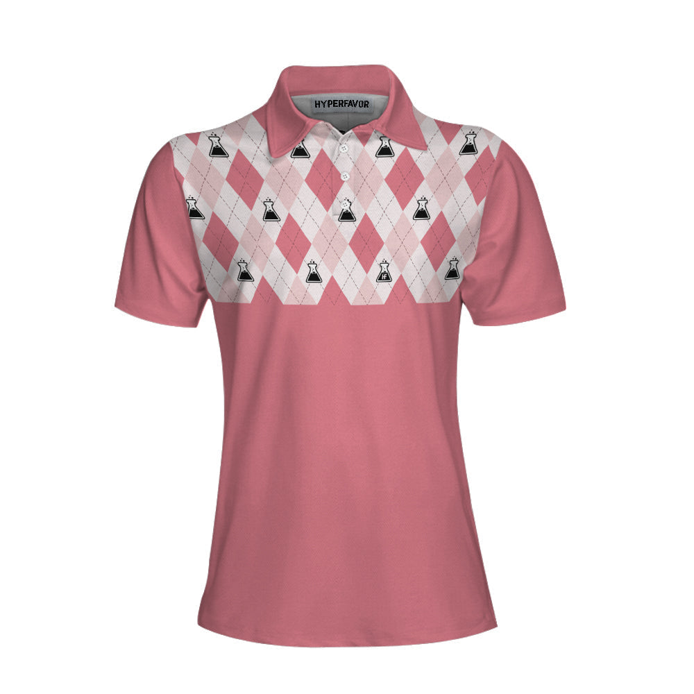 Science Pink Argyle Pattern Short Sleeve Women Polo Shirt Coolspod