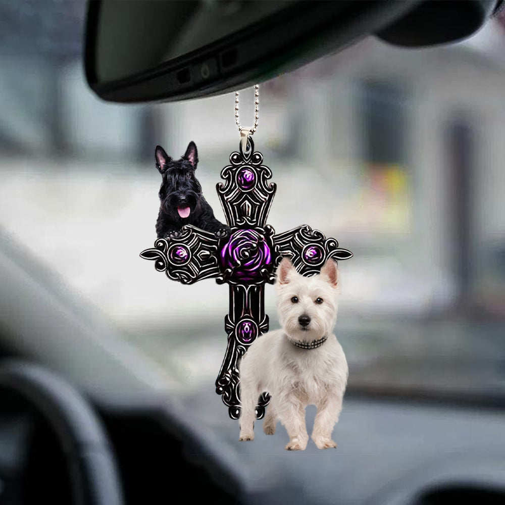 Scottish Terrier Pray For God Car Hanging Ornament Dog Pray For God Ornament