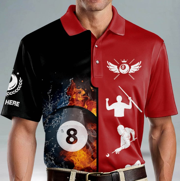 Aim Shoot Swear Repeat Billiard Polo Shirts for Men/ Custom name ball shirt/ Billiard 3D Apparel