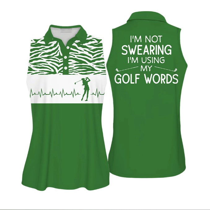 I''m Not Swearing Im Using My Golf Words Leopard Golf Polo Shirt For Woman