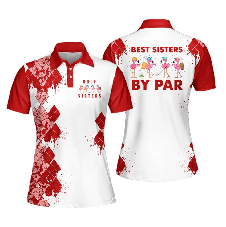 Best Sisters By Par Women Sleeveless Polo Shirt Red/ Golf Polo Shirt for Women