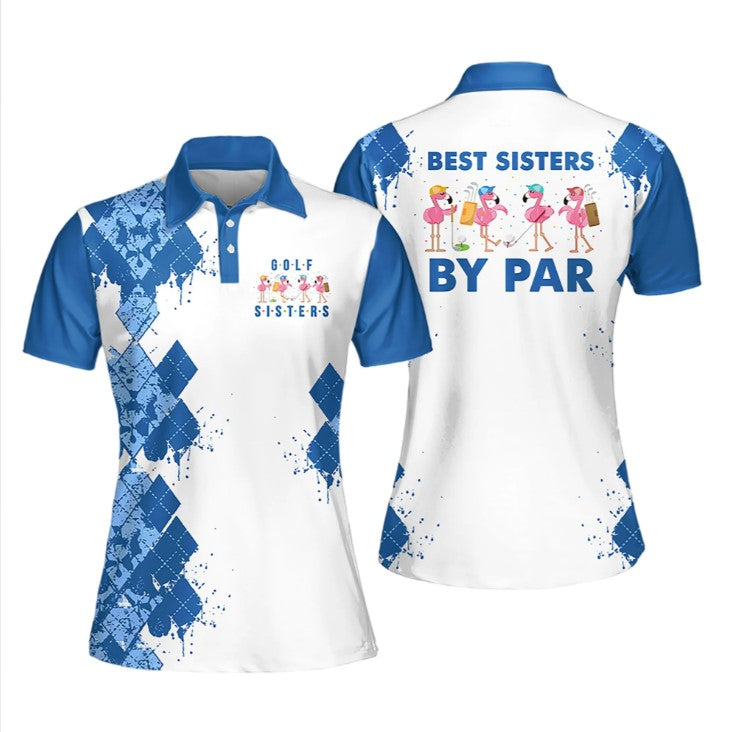 Best Sisters By Par Women Sleeveless Polo Shirt Blue/ Golf Polo Shirt for Women