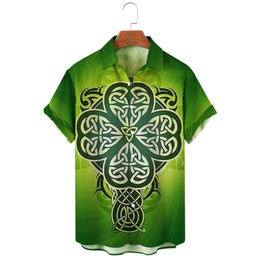 Gold Golden Irish Hawaiian Shirt/ St. Patrick