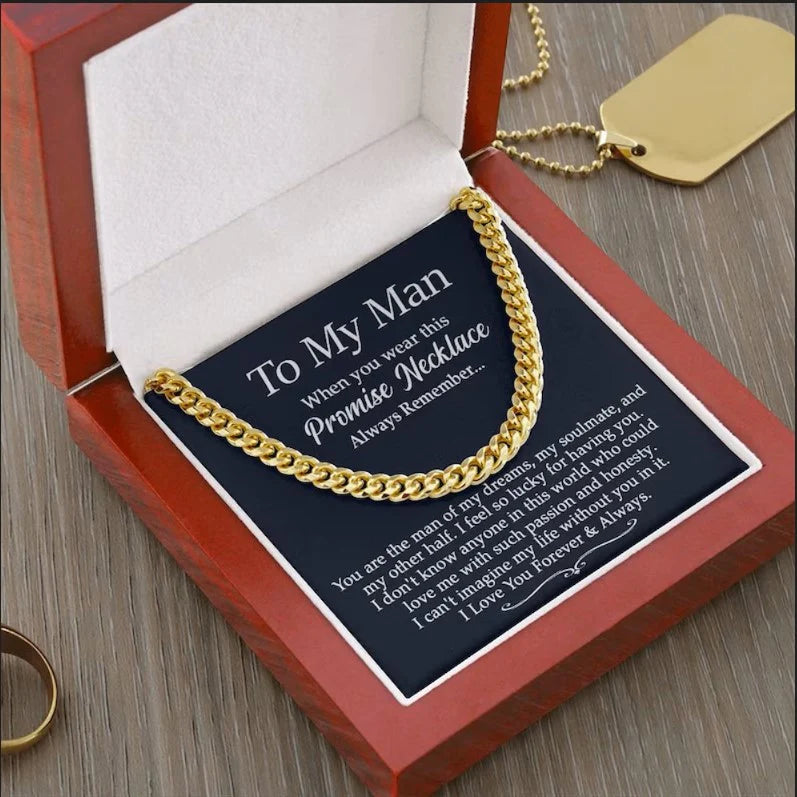 Promise Necklace for Him/ Anniversary Gifts for Boyfriend from Girlfriend/ Husband Anniversary Gift from Wife
