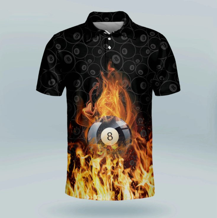3D Skull 8 Ball Pool Billiard Polo shirt For Men/ Billiard team shirt/ Gift for billiard player