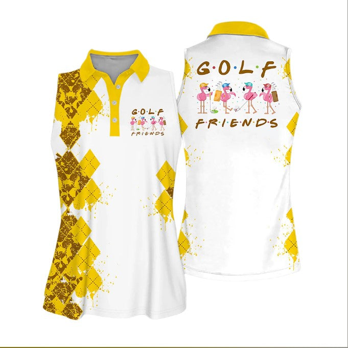 Golf Friends Nice Shot Team Muticolor Sleeveless Women Polo Shirt For Ladies/ Golf Shirt