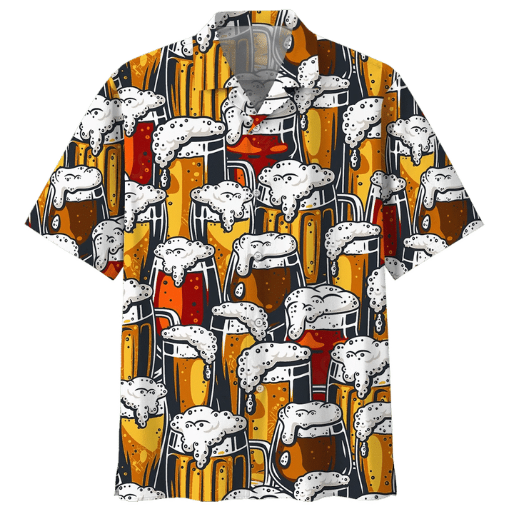 Seamless Beer Watercolor Design Hawaiian Shirt