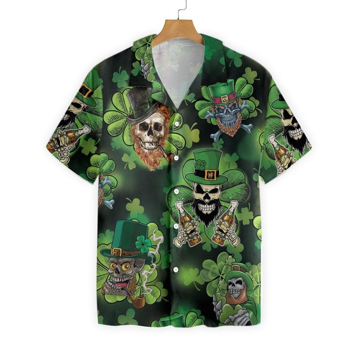 Shamrock Skull Hawaiian Shirt/ St Patricks Day/ Luck of the Irish/ Aloha Shirt/ Tropical Shirt/ Men''s Casual Shirt/ Vacation