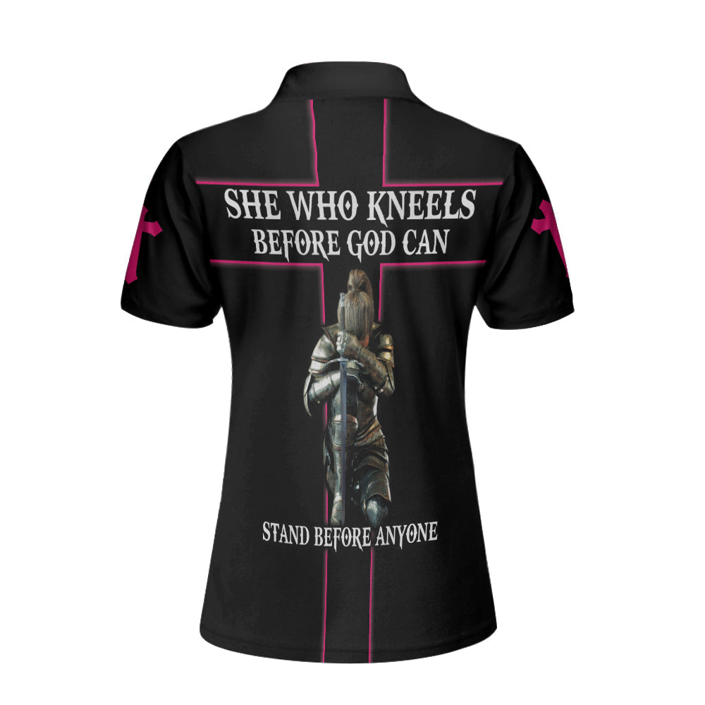 She Who Kneels Before God Can Stand Before Anyone Short Sleeve Women Polo Shirt/ Gift Idea For Ladies Coolspod
