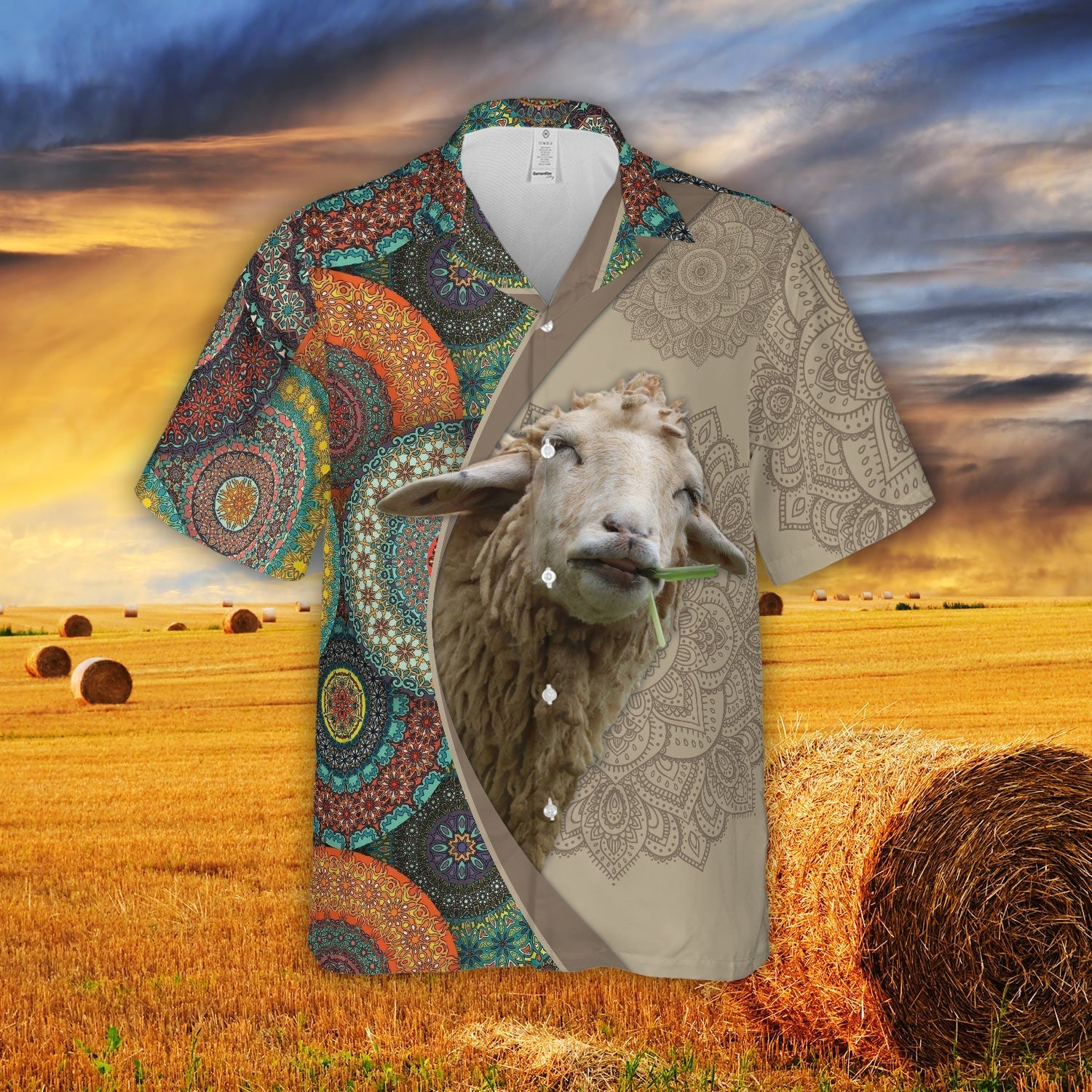 Mandala Pattern Sheep All Over Printed 3D Hawaiian Shirt