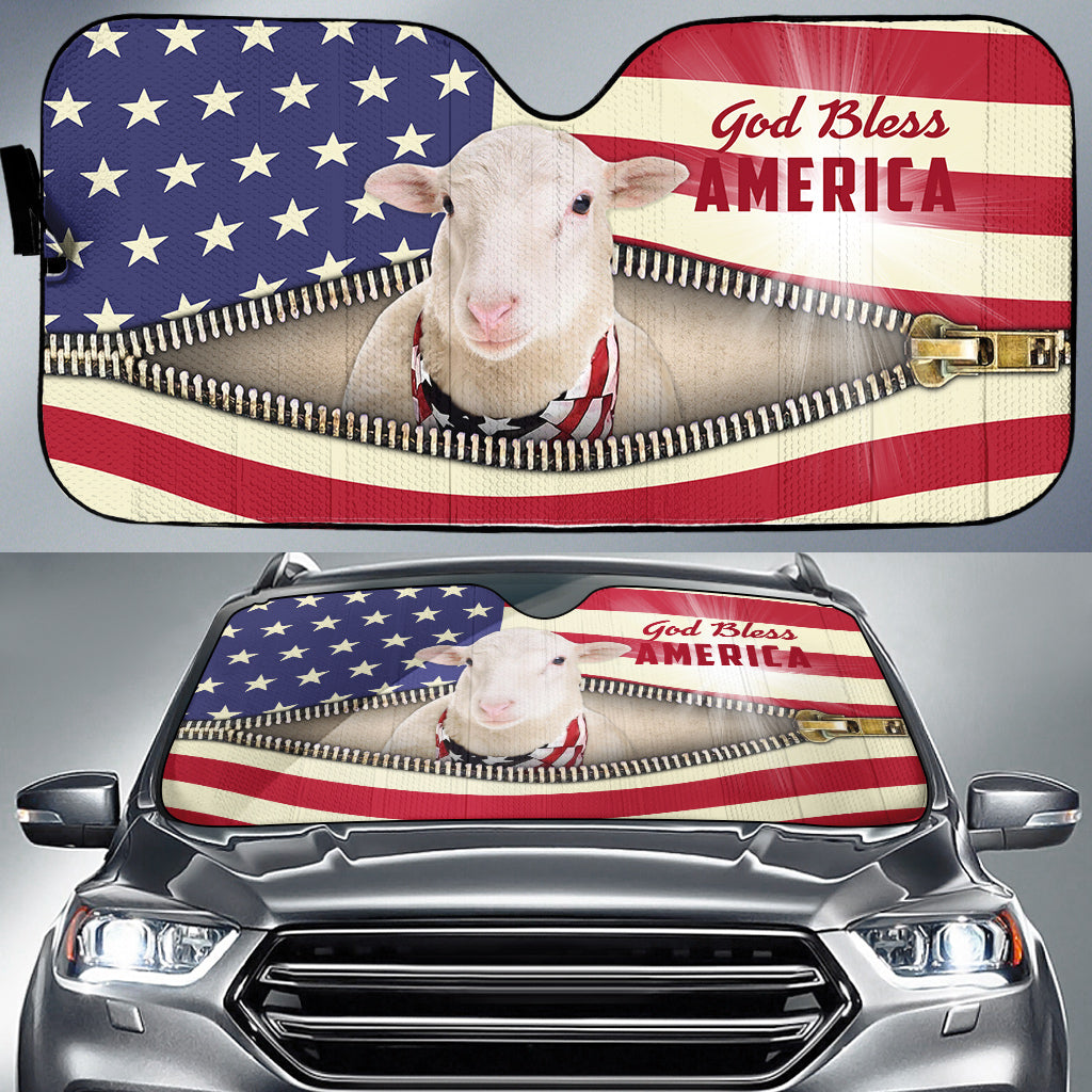 Sheep In US Flag Pattern Car Sun Shade For Summer/ Auto Sunshade Protectors