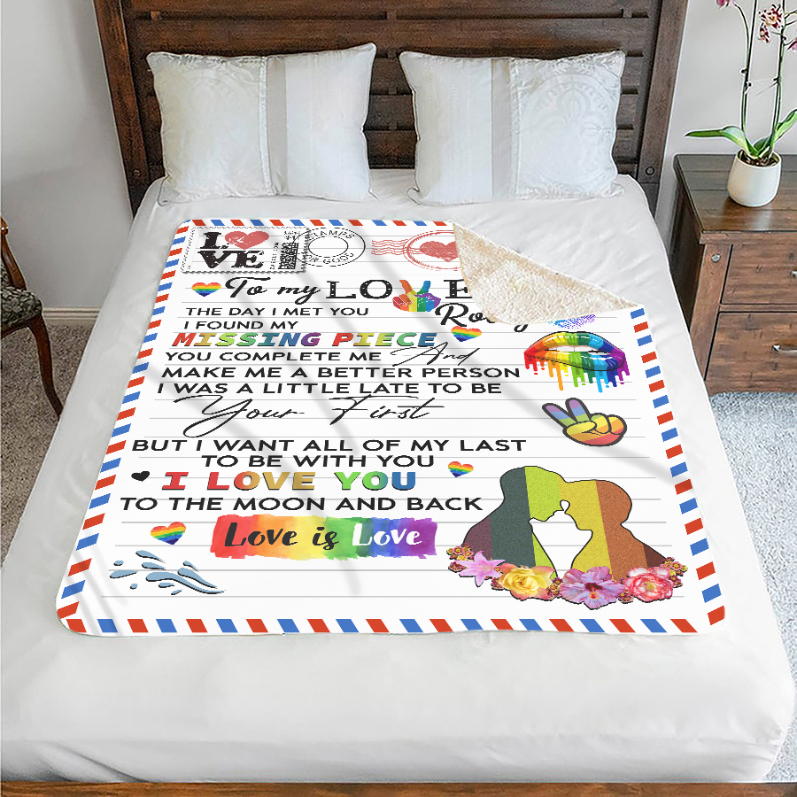 Custom With Name Love Has No Gender Lgbt Pride Blanket/ Love Win Blankets/ To My Love Lgbtq Blanket For Him Her