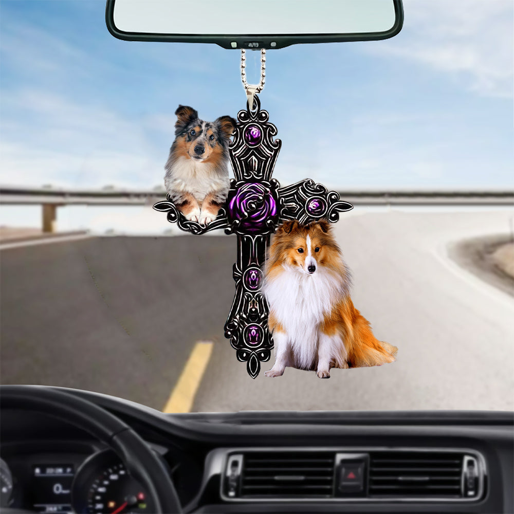Shetland Sheepdog Pray For God Car Hanging Ornament Auto Ornament Coolspod