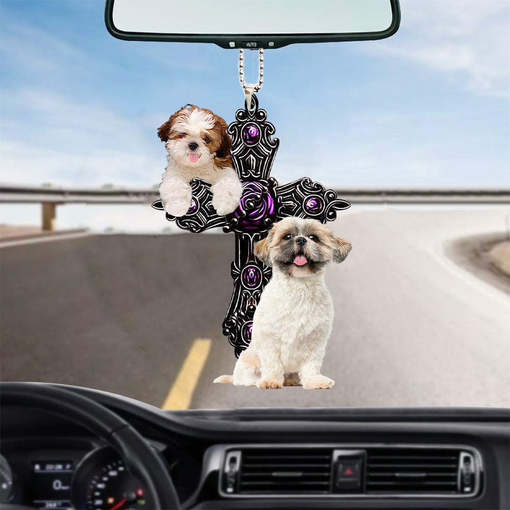 Shih Tzu Pray For God Car Hanging Ornament Dog Pray For God Auto Ornament Coolspod
