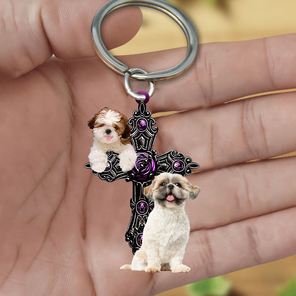 Shih Tzu Pray For God Acrylic Keychain Dog Keychain Coolspod