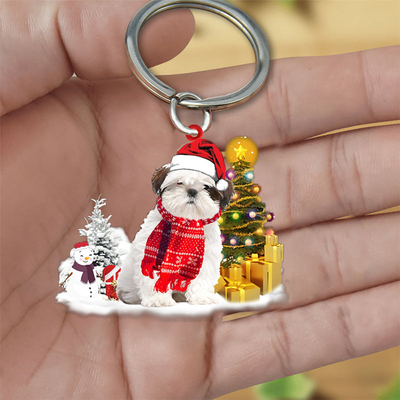 Shih Tzu Early Merry Christmas Acrylic Keychain Dog Keychain