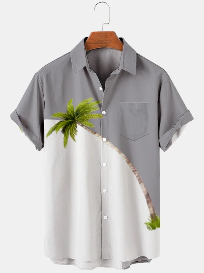 Short Sleeve Coconut Tree hawaiian Shirts for men and women