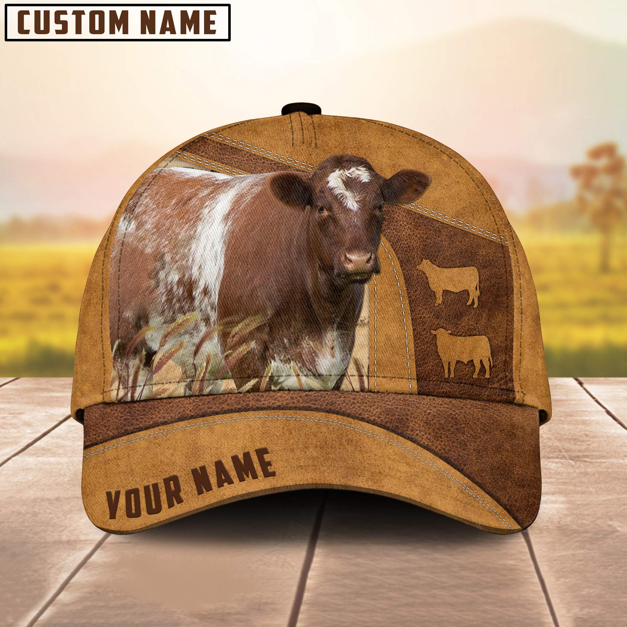 Custom Name Shorthorn Cattle Cap / Cattle Hat/ Farm Baseball Hat/ Cap Hat For Farmer Farm Lover