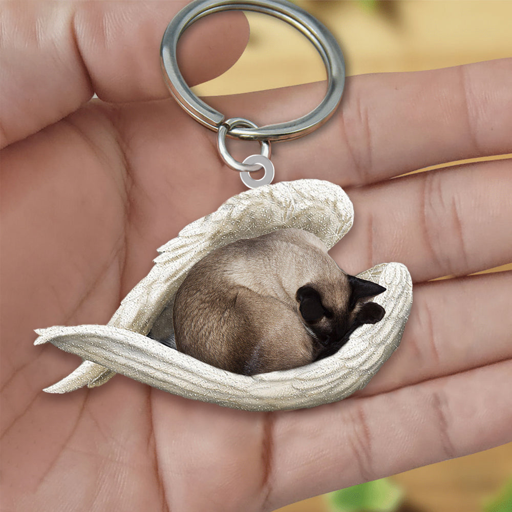 Siamese Cat Sleeping Angel Acrylic Keychain Cat Sleeping keychain