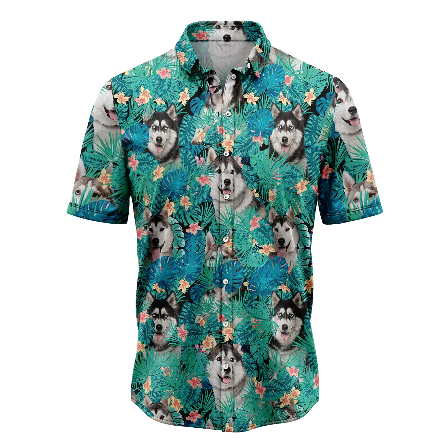 Siberian Husky Tropical Hawaii Shirt/ Summer gift/ Hawaiian Shirts for Men and Women Aloha Beach Shirt
