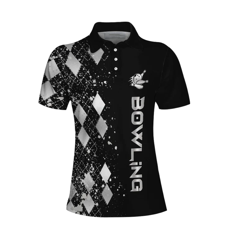 Silver Bowling Short Sleeve Women Polo Shirt/ Female Bowling Polo Shirt/ Bowling Gift For Female Players Coolspod