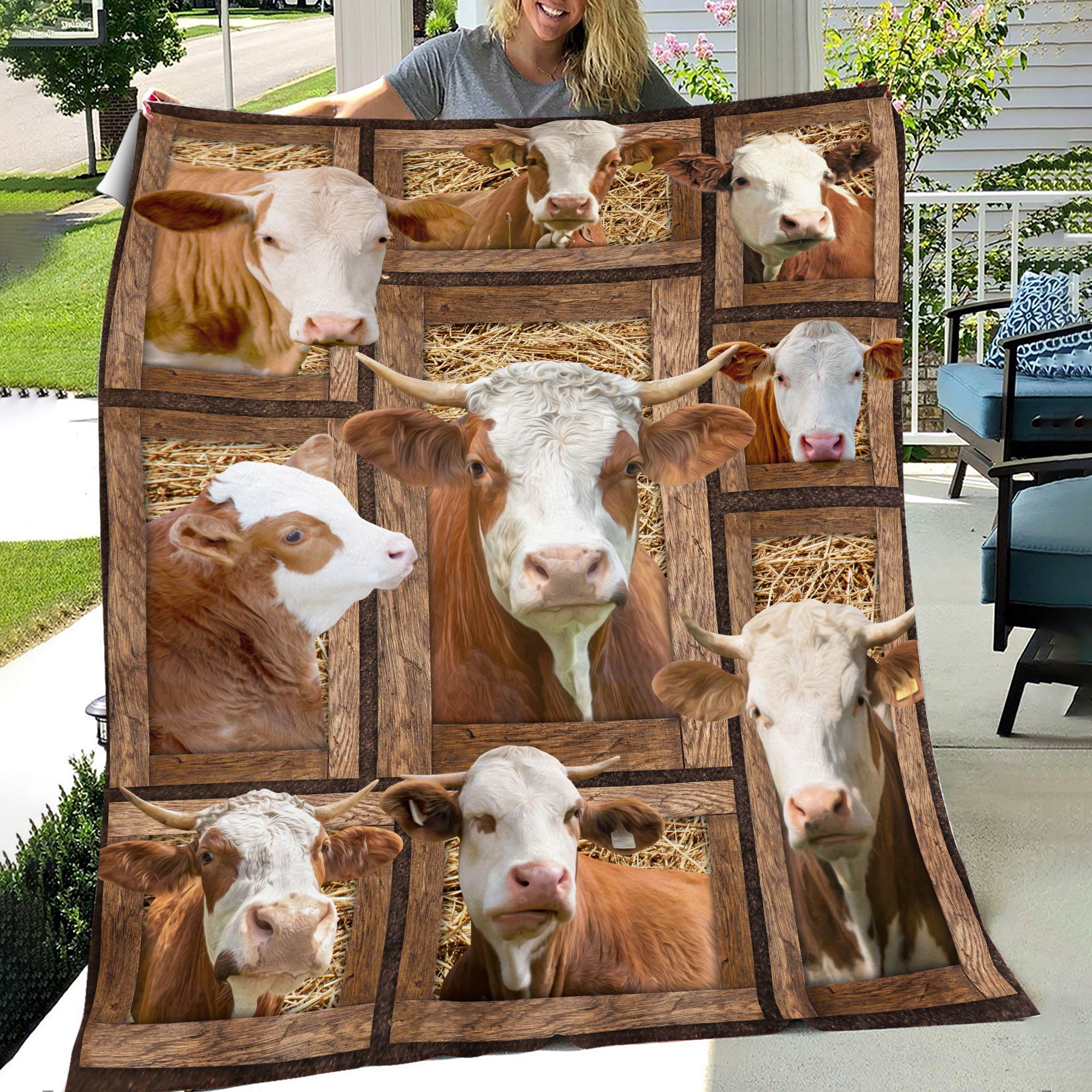 Simmental In Farm All Printed 3D Blanket